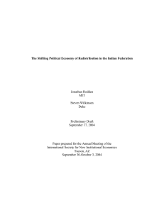 The Shifting Political Economy of Redistribution in the Indian Federation MIT