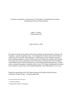 Committee Assignments as Side Payments: The Interplay of Leadership and... Development in the Era of Good Feelings