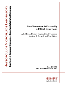 Two-Dimensional Self-Assembly in Diblock Copolymers A.E. Hosoi, Dmitriy Kogan, C.E. Devereaux,