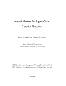 Internal Markets for Supply Chain Capacity Allocation Sloan School of Management