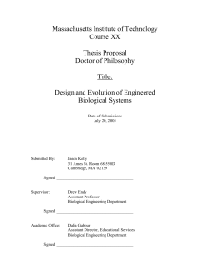 Massachusetts Institute of Technology Course XX  Thesis Proposal