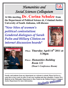 Humanities and Social Sciences Colloquium Dr. Corina Schulze