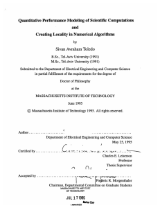 Quantitative Performance  Modeling  of Scientific  Computations and