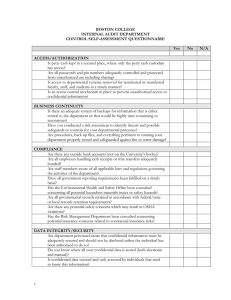 BOSTON COLLEGE INTERNAL AUDIT DEPARTMENT CONTROL SELF-ASSESSMENT QUESTIONNAIRE Yes