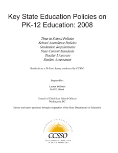 Key State Education Policies on PK-12 Education: 2008