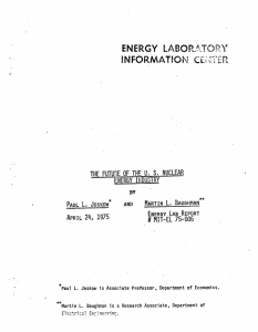 INFORMATION ENERGY LABORAP..TO,\'Y # MIT-EL 75-006