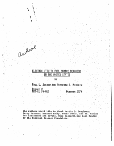 \ IT09f1 ELECTRIC UTILITY FUEL CHOICE BEHAVIOR I