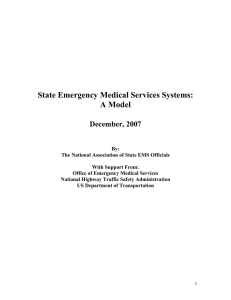 State Emergency Medical Services Systems: A Model December, 2007