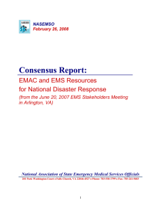 Consensus Report: EMAC and EMS Resources for National Disaster Response