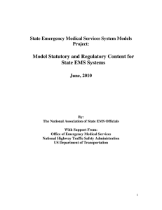 Model Statutory and Regulatory Content for State EMS Systems