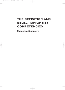 THE DEFINITION AND SELECTION OF KEY COMPETENCIES Executive Summary