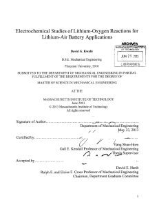 Electrochemical  Studies of Lithium-Oxygen  Reactions  for } ARCHGvES