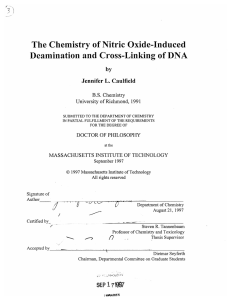 The  Chemistry of Nitric Oxide-Induced by Jennifer L.  Caulfield