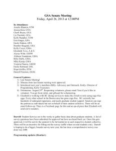 GSA Senate Meeting Friday, April 26, 2013 at 12:00PM