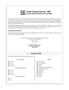 Tenth Faculty Survey, 1997 Faculty Senate Evaluation Committee