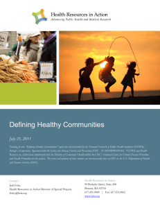 Defining Healthy Communities July 25, 2013