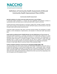 Definitions of Community Health Assessments (CHA) and  Community Health Assessment