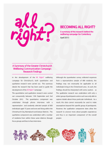 BECOMING ALL RIGHT? A Summary of the Greater Christchurch Wellbeing Communication Campaign
