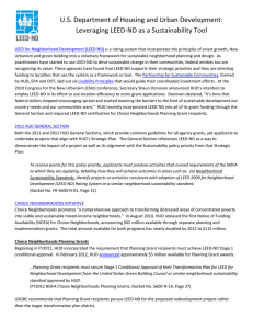 U.S. Department of Housing and Urban Development:    Leveraging LEED‐ND as a Sustainability Tool 