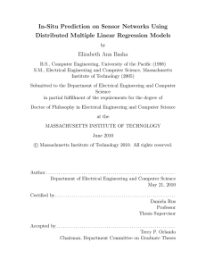 In-Situ Prediction on Sensor Networks Using Distributed Multiple Linear Regression Models