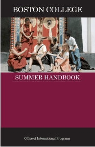 BOSTON COLLEGE  SUMMER HANDBOOK Office of International Programs