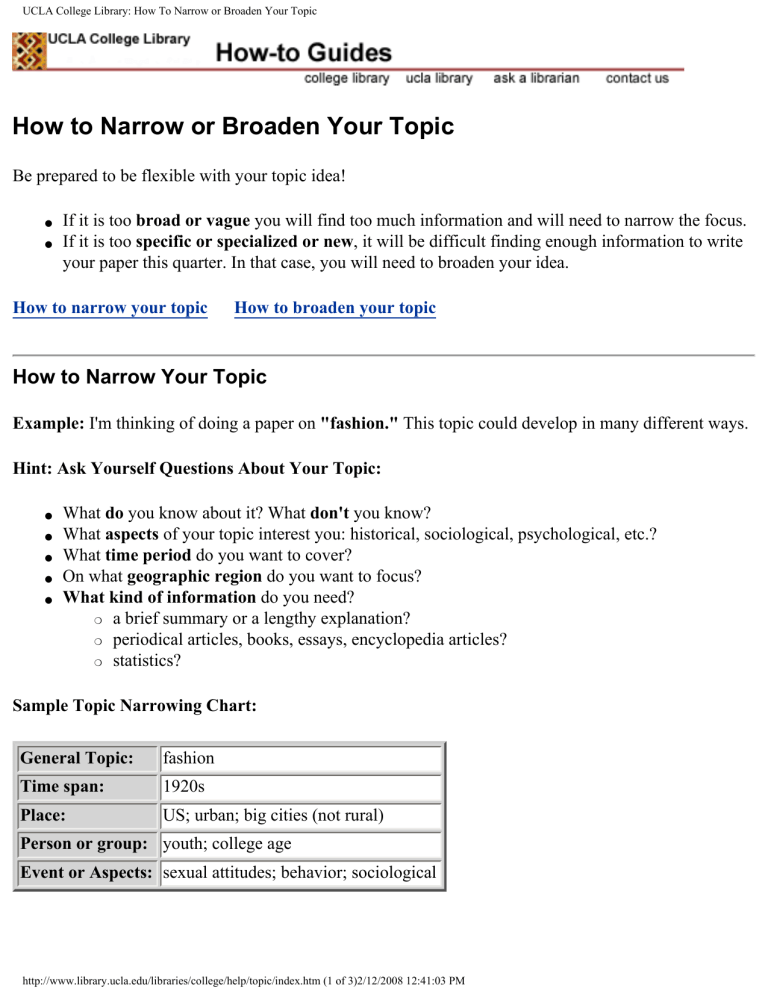 How To Narrow Or Broaden Your Topic