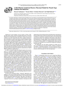 A Distributed Analytical Electro-Thermal Model for Pouch-Type Lithium-Ion Batteries Maryam Yazdanpour, Peyman Taheri,