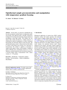 Optothermal sample preconcentration and manipulation with temperature gradient focusing