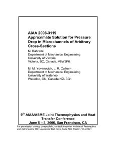 AIAA 2006-3119 Approximate Solution for Pressure Drop in Microchannels of Arbitrary