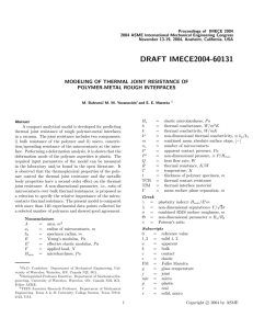 Proceedings of IMECE 2004 2004 ASME International Mechanical Engineering Congress