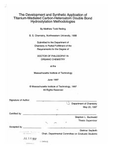 The  Development  and  Synthetic Application of Hydrosilylation Methodologies