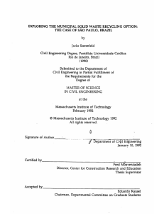 EXPLORING  THE  MUNICIPAL  SOLID  WASTE ... THE  CASE  OF  SAO  PAULO, ... by Jacks  Sterenfeld