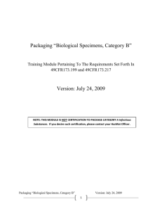 Packaging “Biological Specimens, Category B” Version: July 24, 2009