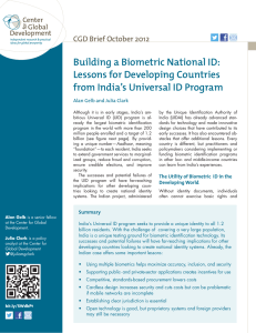 Building a Biometric National ID: Lessons for Developing Countries