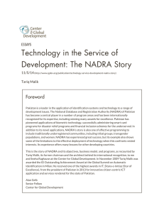 Technology in the Service of Development: The NADRA Story Foreword ESSAYS
