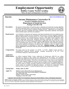 Employment Opportunity Halifax County North Carolina Income Maintenance Caseworker II