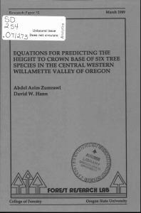 EQUATIONS FOR PREDICTING THE WILLAMETTE VALLEY OF OREGON