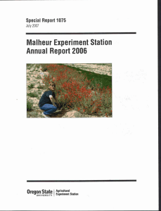 Malheur Experiment Station Annual Report 2006 Special Report 1075 Oregon State