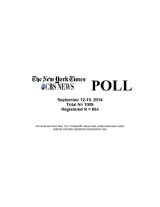 POLL  September 12-15, 2014 Total N= 1009