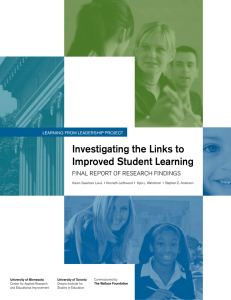 Investigating the Links to Improved Student Learning Final report oF research Findings