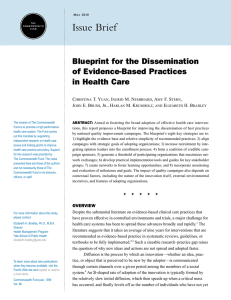 Issue Brief Blueprint for the Dissemination of Evidence-Based Practices in Health Care