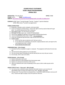 COURSE POLICY STATEMENT SA305 LINEAR PROGRAMMING SPRING 2013