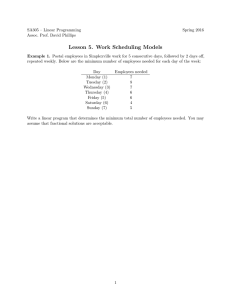 Lesson 5. Work Scheduling Models