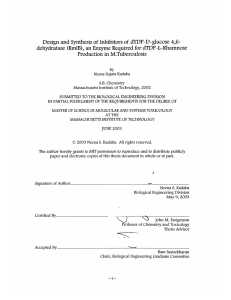 Design and Synthesis  of Inhibitors  of dTDP-D-glucose ... dehydratase  (RmlB),  an Enzyme  Required  for...