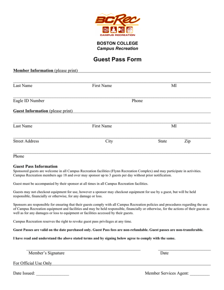 Guest Pass Form