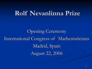 Rolf  Nevanlinna Prize Opening Ceremony International Congress of   Mathematicians