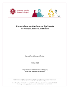 Parent–Teacher Conference Tip Sheets  for Principals, Teachers, and Parents