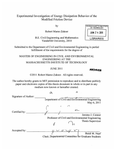 Experimental  Investigation  of Energy  Dissipation Behavior ... Modified  Friction  Device Robert  Marne  Zahner by