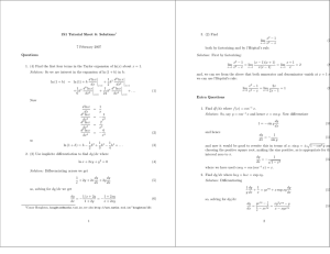 1S1 Tutorial Sheet 6: Solutions 7 February 2007 Questions