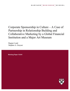 Corporate Sponsorship in Culture – A Case of
